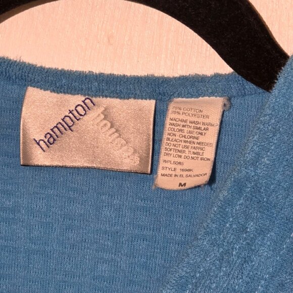 Vtg Womens Blue Terry Cloth Button Down Cover Up Dress Medium Swim Casual Lounge - Picture 8 of 10